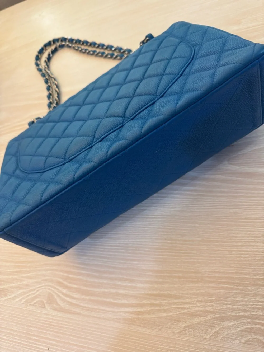 NWT Chanel Jumbo (Large) Classic Double Flap Blue Caviar NEW